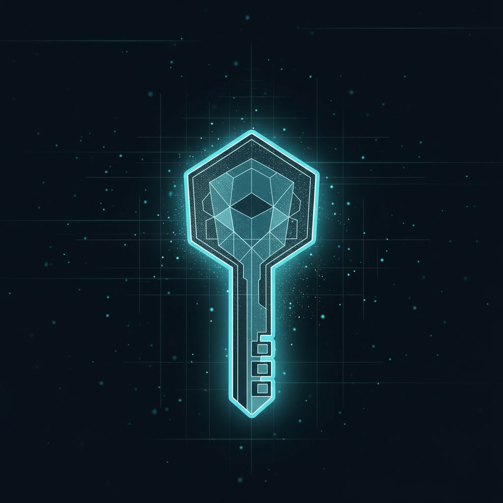 Geometric key symbolizing secure credential management